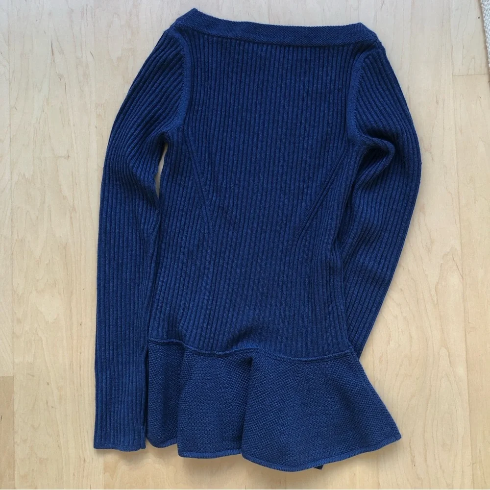 Tory Burch heather blue ribbed sweater - Picture 3 of 6